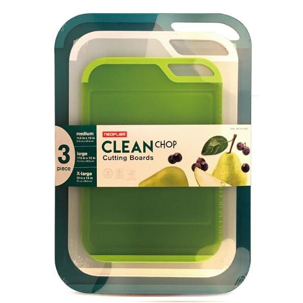 Neoflam Microban Antimicrobial Protection Cutting Board 3 Piece Set, Stain & Odor/BPA Free, Reversable Board, Upgraded Larger Juice Groove, Non-Slip